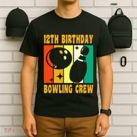 Happy 12 Birthday 12 Year Old Vintage Bowling 12th Birthday T-Shirt thumb 6