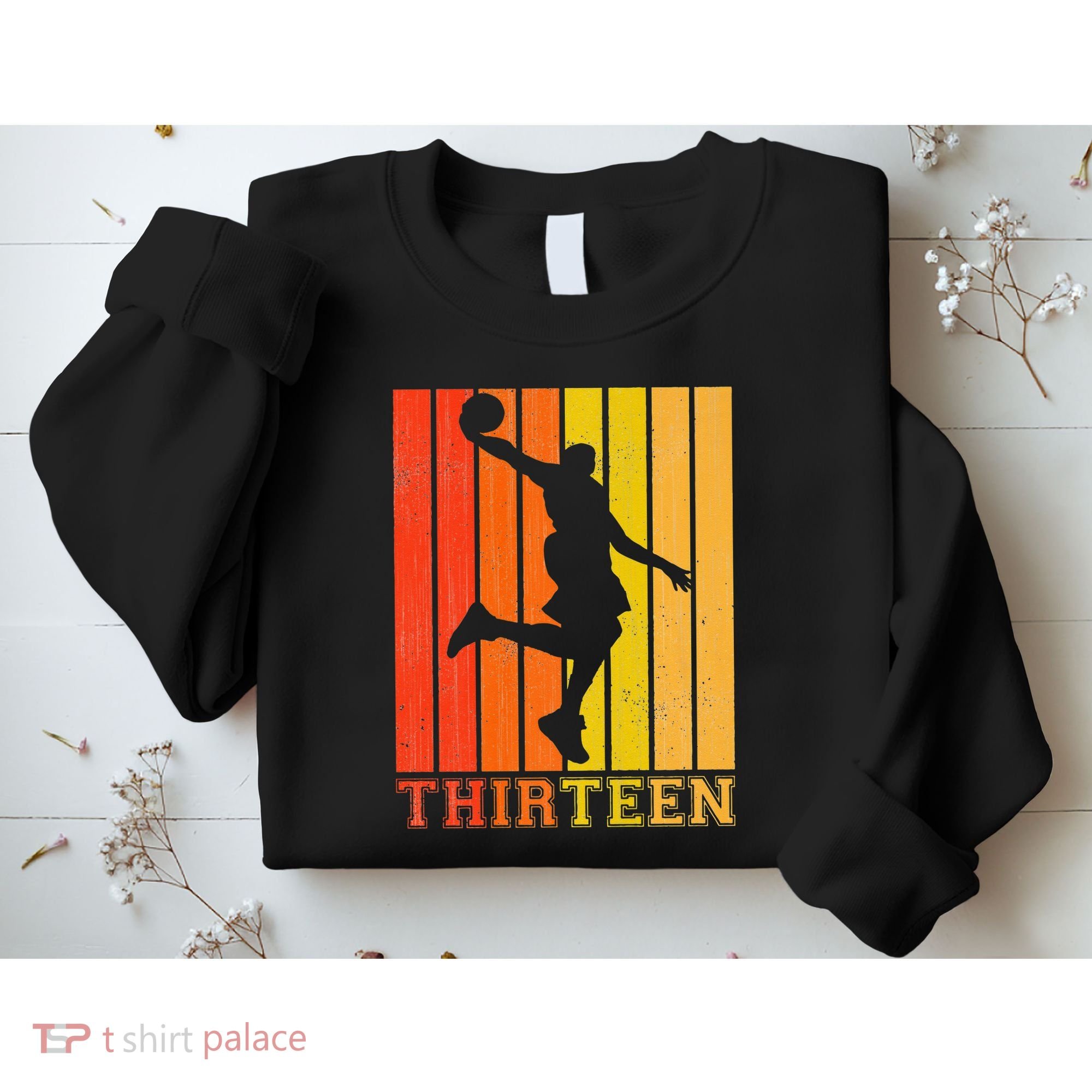 Happy 13th Birthday Decorations For Basketball Players Sweatshirt