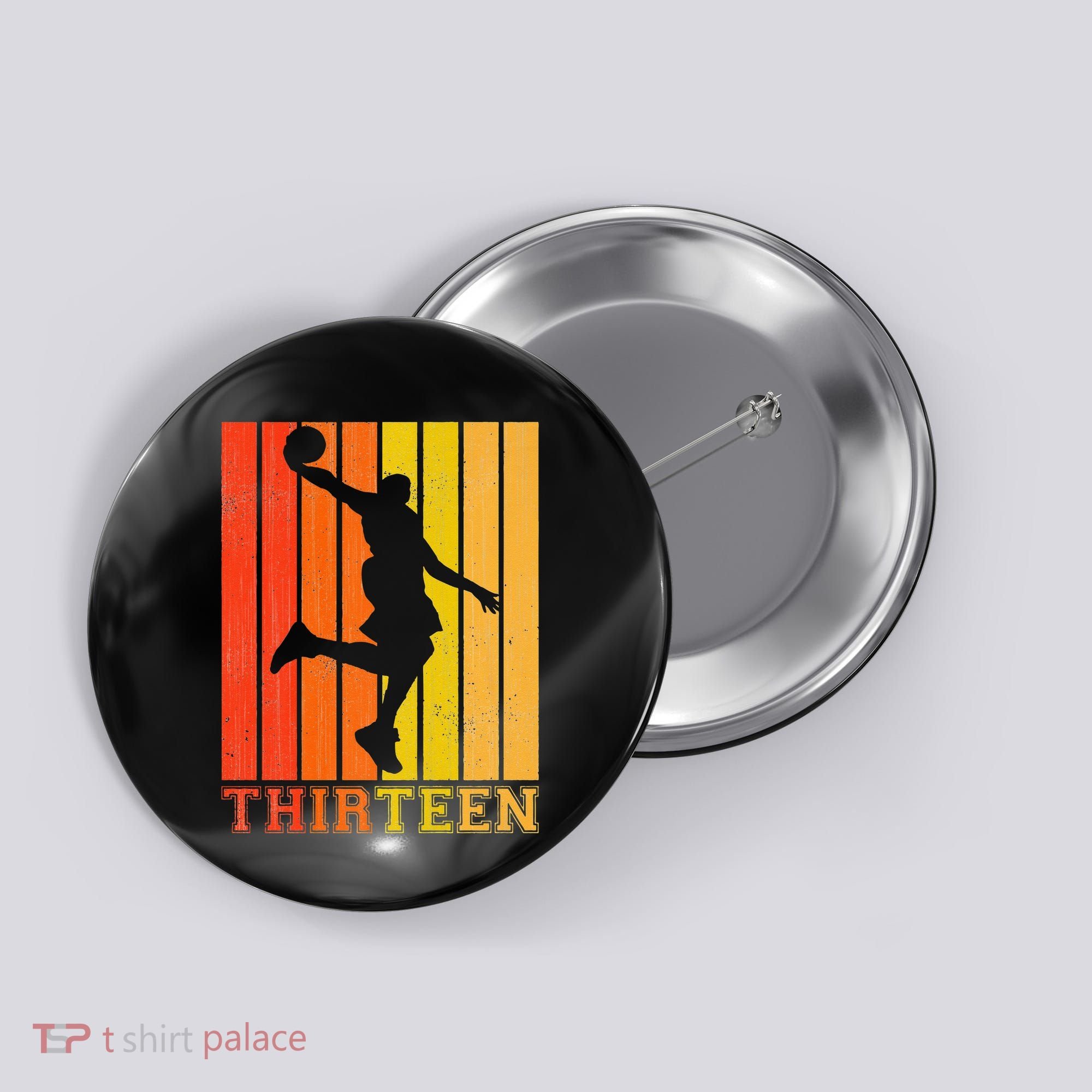 Happy 13th Birthday Decorations For Basketball Players Button