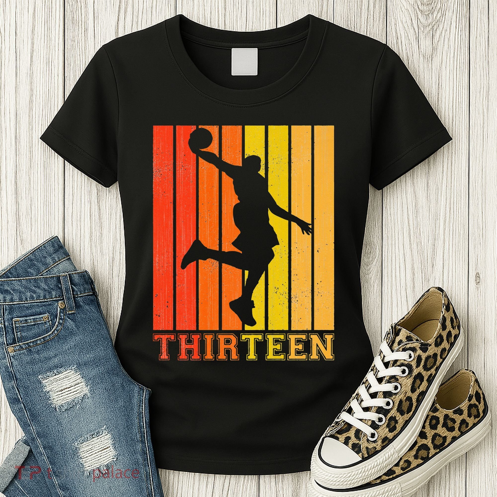 Happy 13th Birthday Decorations For Basketball Players Women's T-Shirt