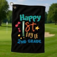 Happy 1st Day Of 2nd Grade Back To School Golf Towel thumb 1