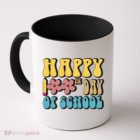 Happy 100th Day Of School Cute Retro Flower Coffee Mug thumb 0