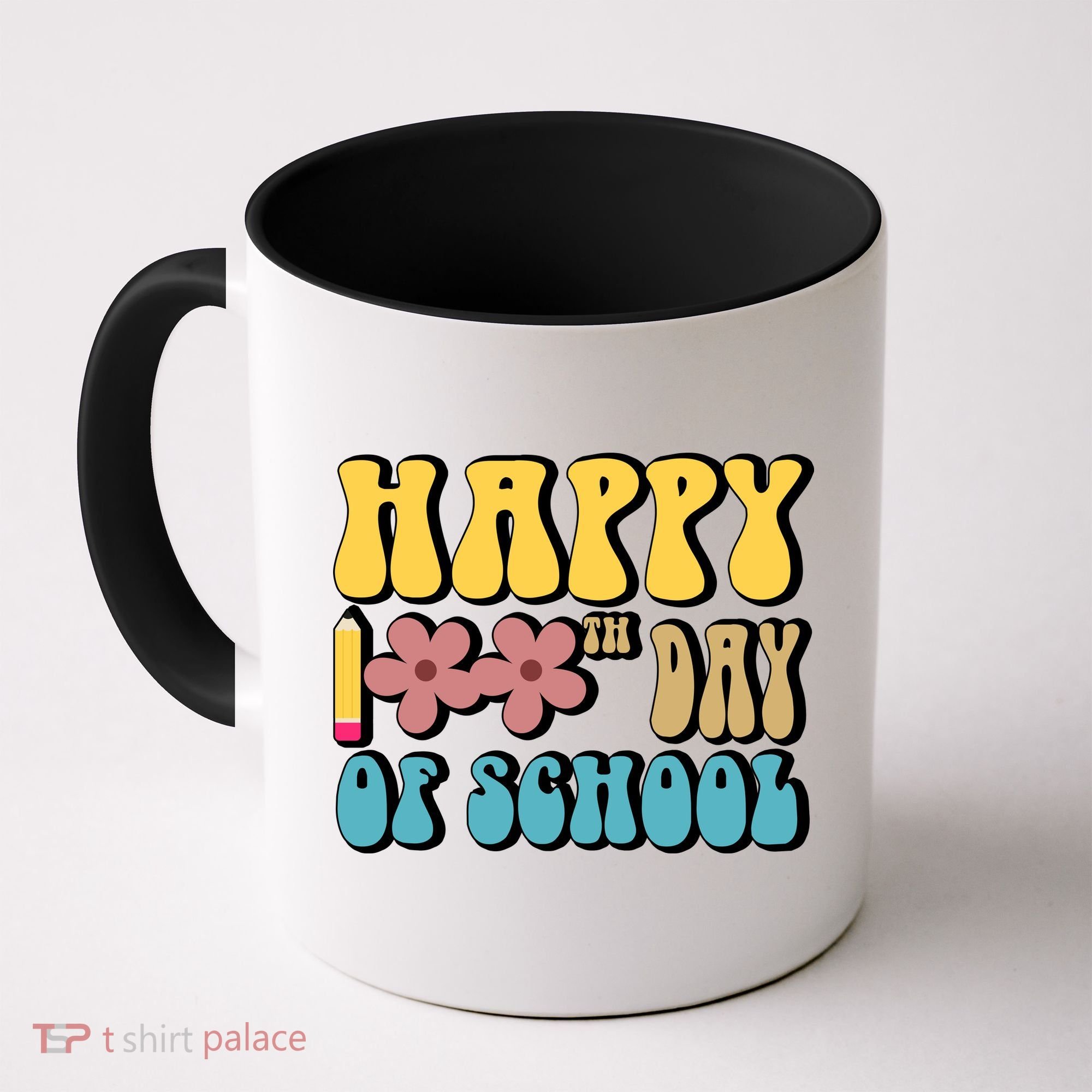Happy 100th Day Of School Cute Retro Flower Coffee Mug
