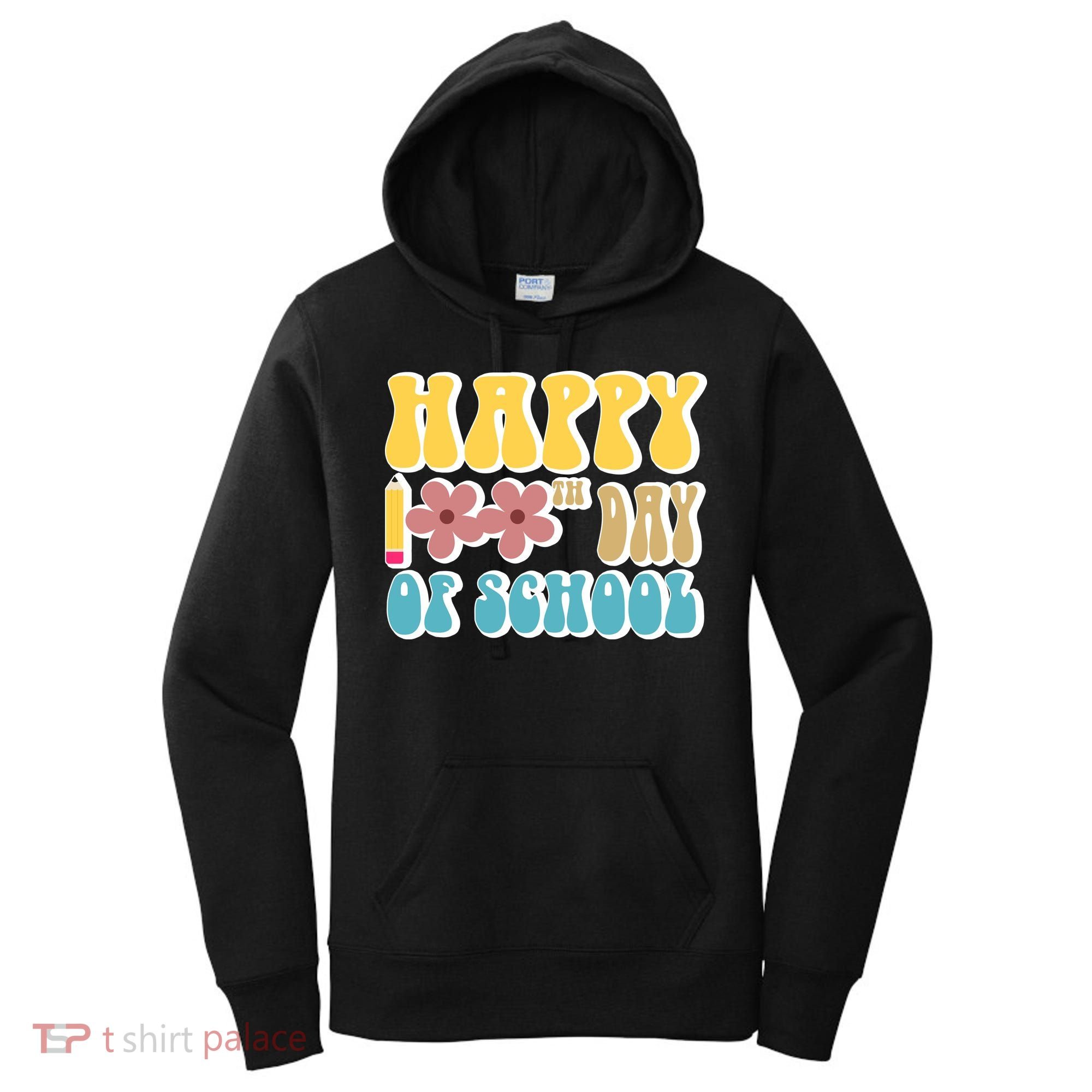 Happy 100th Day Of School Cute Retro Flower Women's Hoodie
