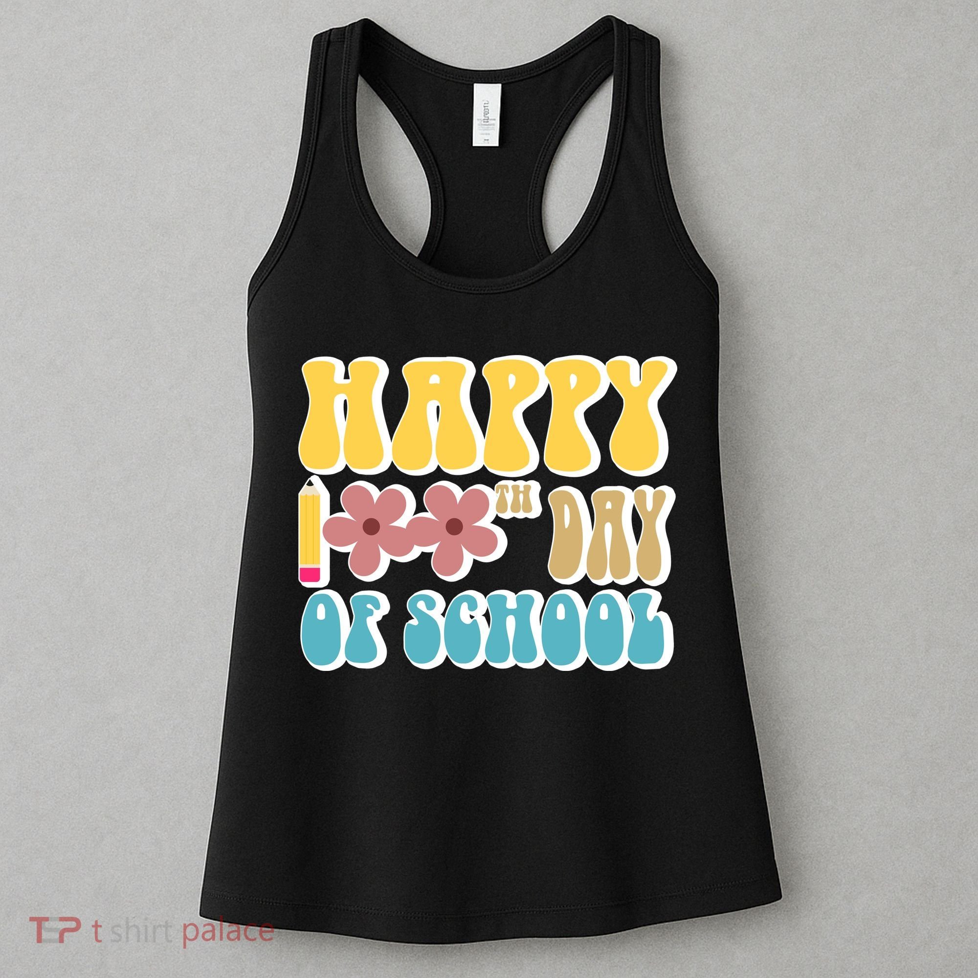 Happy 100th Day Of School Cute Retro Flower Women's Tank Top