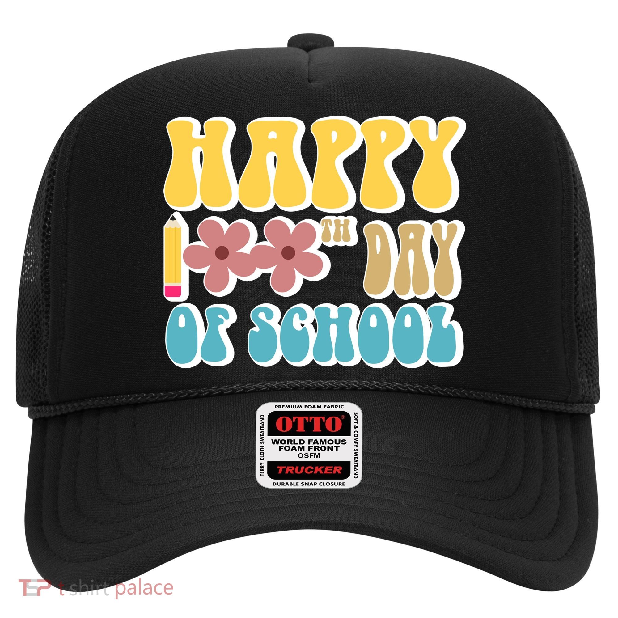 Happy 100th Day Of School Cute Retro Flower Hat