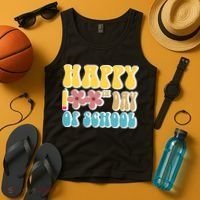 Happy 100th Day Of School Cute Retro Flower Tank Top thumb 4