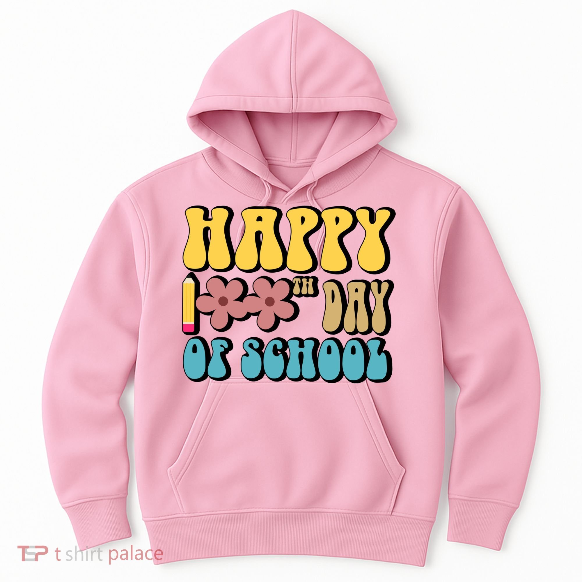 Happy 100th Day Of School Cute Retro Flower Hoodie