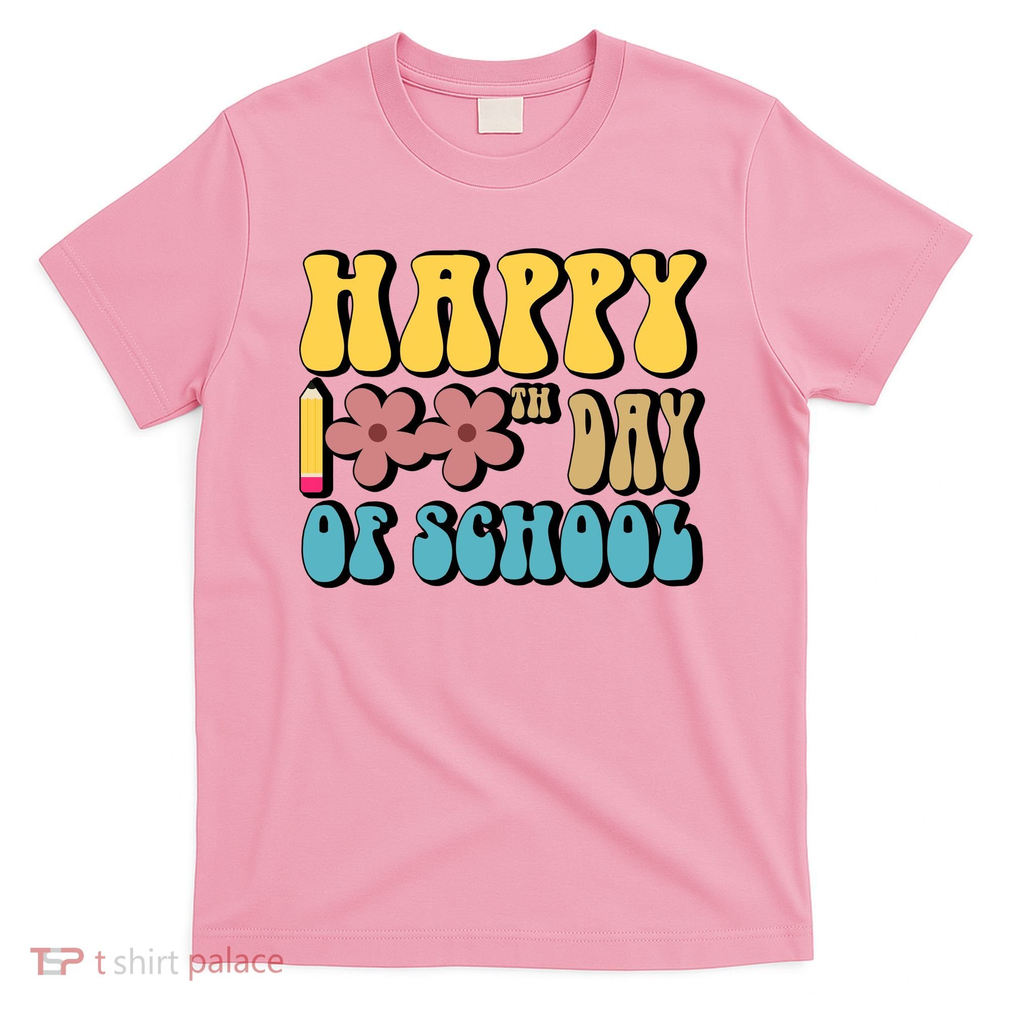 Happy 100th Day Of School Cute Retro Flower T-Shirt