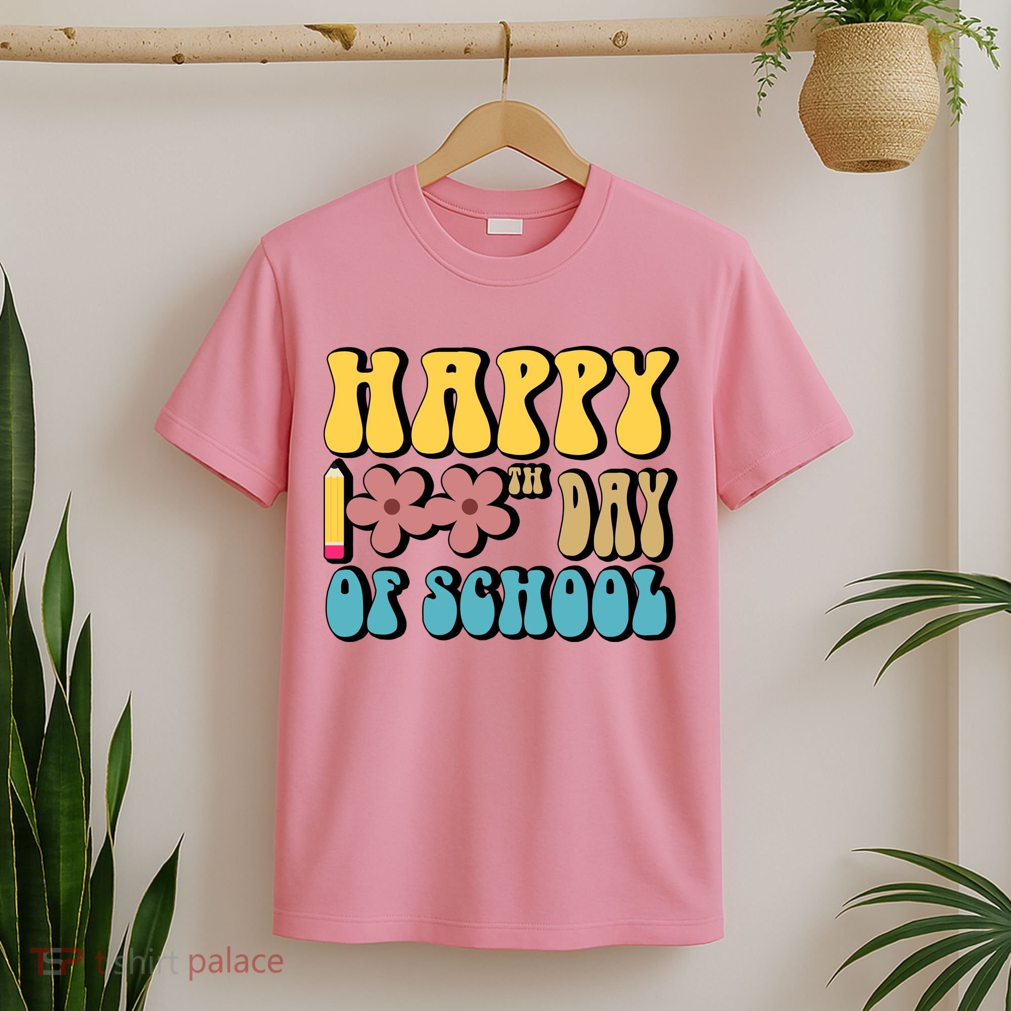 Happy 100th Day Of School Cute Retro Flower T-Shirt