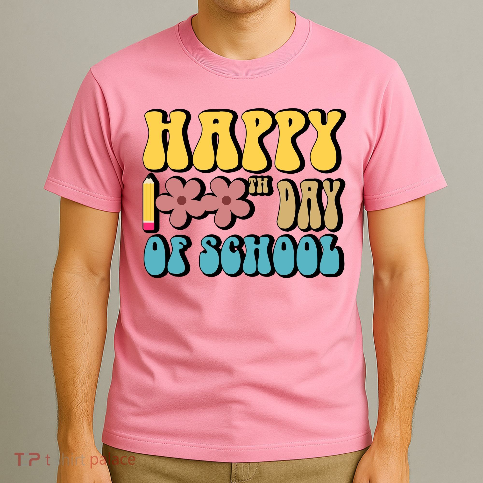 Happy 100th Day Of School Cute Retro Flower T-Shirt