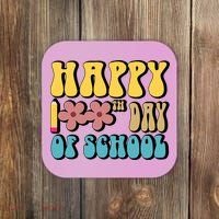 Happy 100th Day Of School Cute Retro Flower Coaster thumb 0