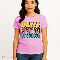 Happy 100th Day Of School Cute Retro Flower Women's T-Shirt thumb 4