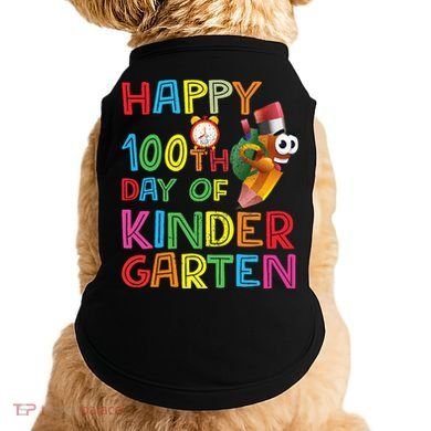 Happy 100 Days Kindergarten School Teacher Student 100th Day Doggie Tank