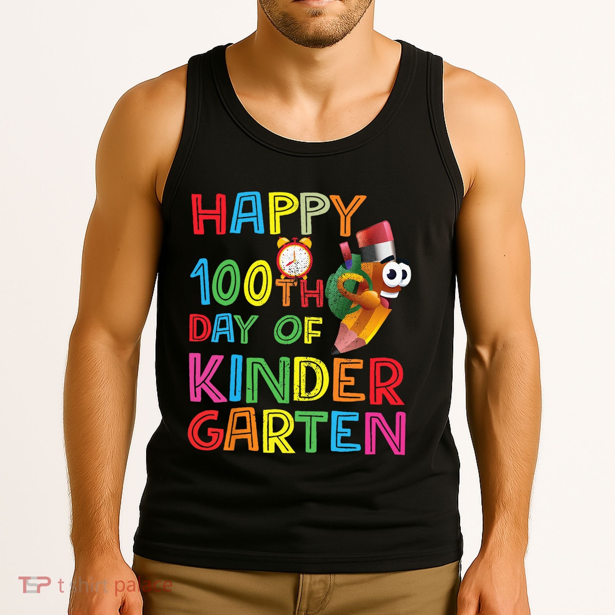 Happy 100 Days Kindergarten School Teacher Student 100th Day Tank Top