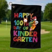 Happy 100 Days Kindergarten School Teacher Student 100th Day Golf Towel thumb 1