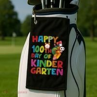 Happy 100 Days Kindergarten School Teacher Student 100th Day Golf Towel thumb 2