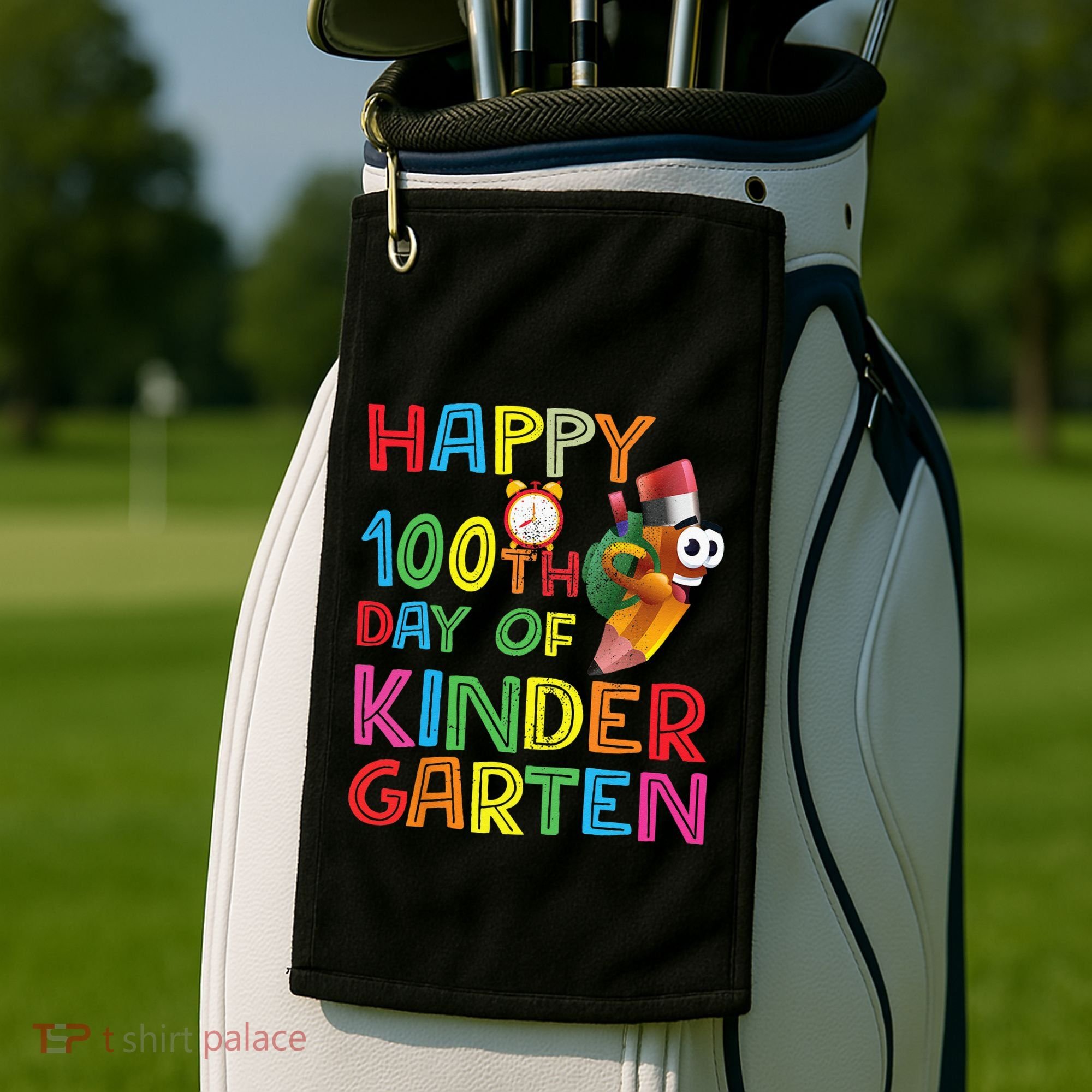 Happy 100 Days Kindergarten School Teacher Student 100th Day Golf Towel