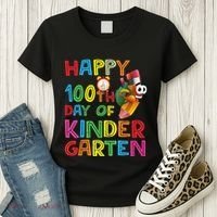 Happy 100 Days Kindergarten School Teacher Student 100th Day Women's T-Shirt thumb 3