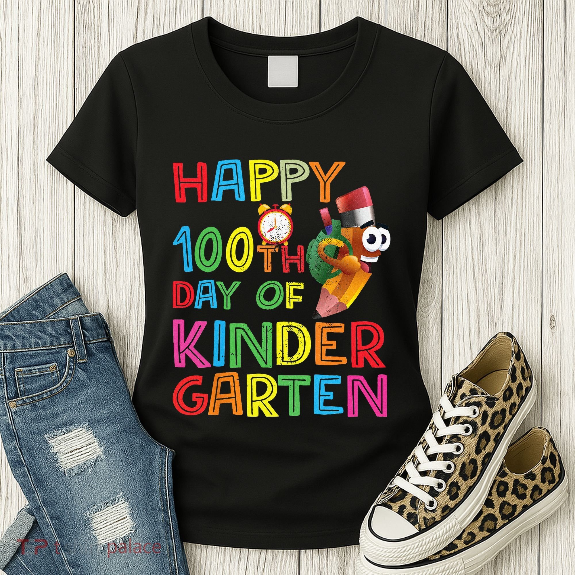 Happy 100 Days Kindergarten School Teacher Student 100th Day Women's T-Shirt