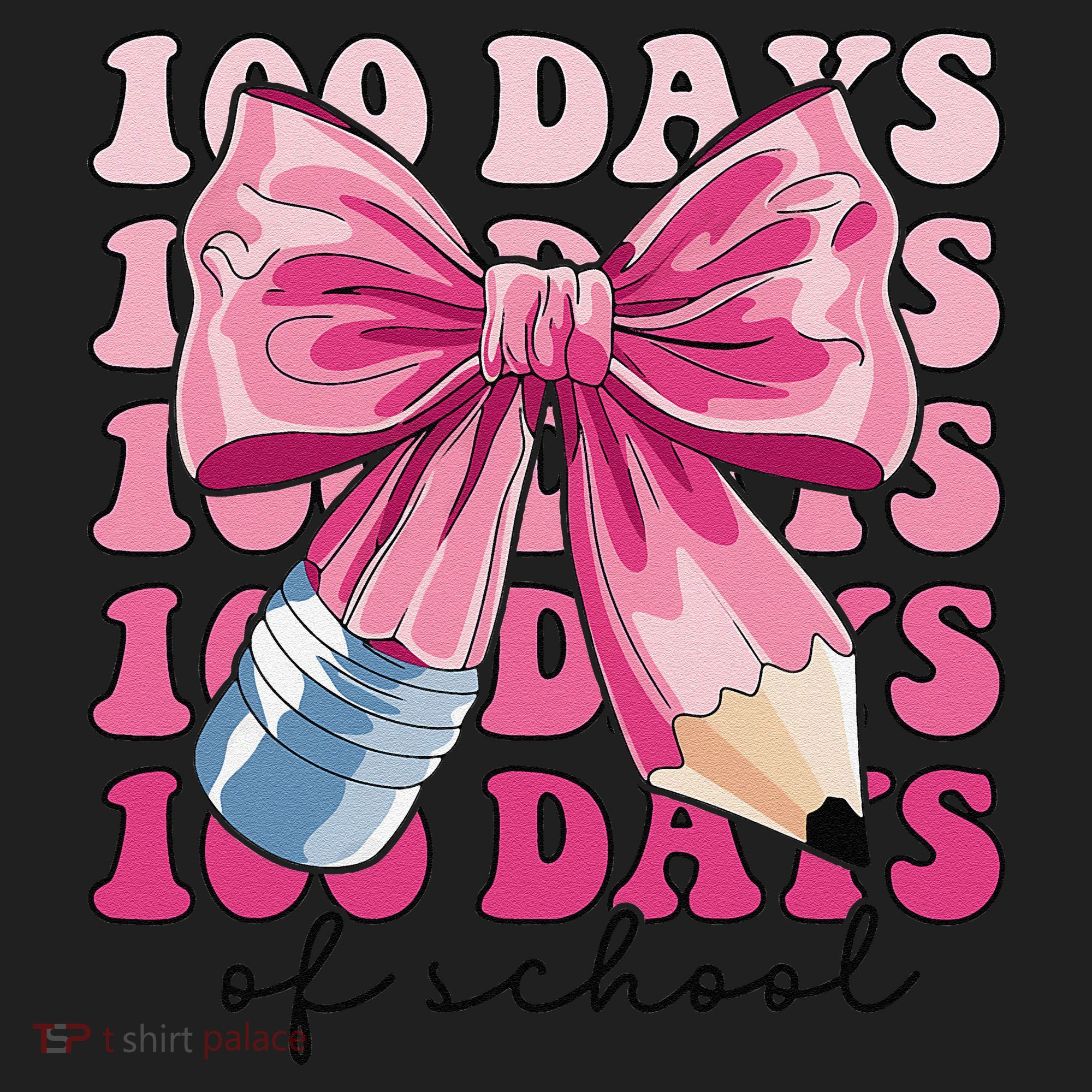 Happy 100 Days Of School Pencil Coquette Bow Teacher Gift Beanie