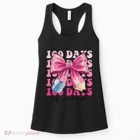Happy 100 Days Of School Pencil Coquette Bow Teacher Gift Women's Tank Top thumb 0