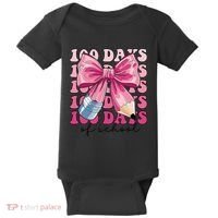Happy 100 Days Of School Pencil Coquette Bow Teacher Gift Baby Bodysuit thumb 0