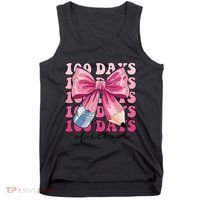Happy 100 Days Of School Pencil Coquette Bow Teacher Gift Tank Top thumb 0