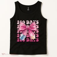 Happy 100 Days Of School Pencil Coquette Bow Teacher Gift Tank Top thumb 2