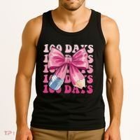 Happy 100 Days Of School Pencil Coquette Bow Teacher Gift Tank Top thumb 3