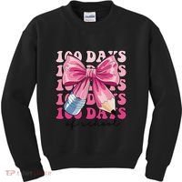 Happy 100 Days Of School Pencil Coquette Bow Teacher Gift Kids Sweatshirt thumb 0