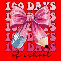 Happy 100 Days Of School Pencil Coquette Bow Teacher Gift Santa Hat thumb 1