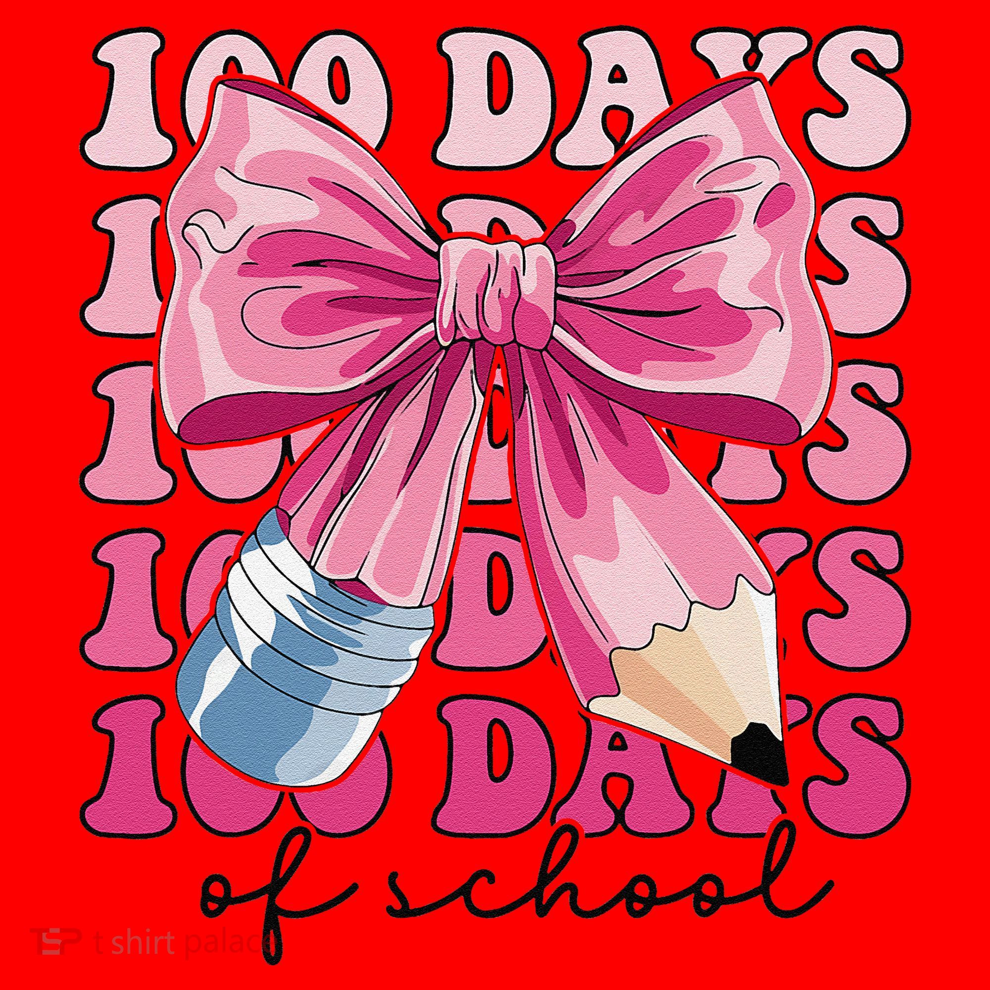 Happy 100 Days Of School Pencil Coquette Bow Teacher Gift Santa Hat
