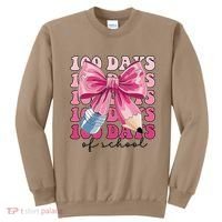 Happy 100 Days Of School Pencil Coquette Bow Teacher Gift Sweatshirt thumb 0