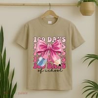 Happy 100 Days Of School Pencil Coquette Bow Teacher Gift T-Shirt thumb 2