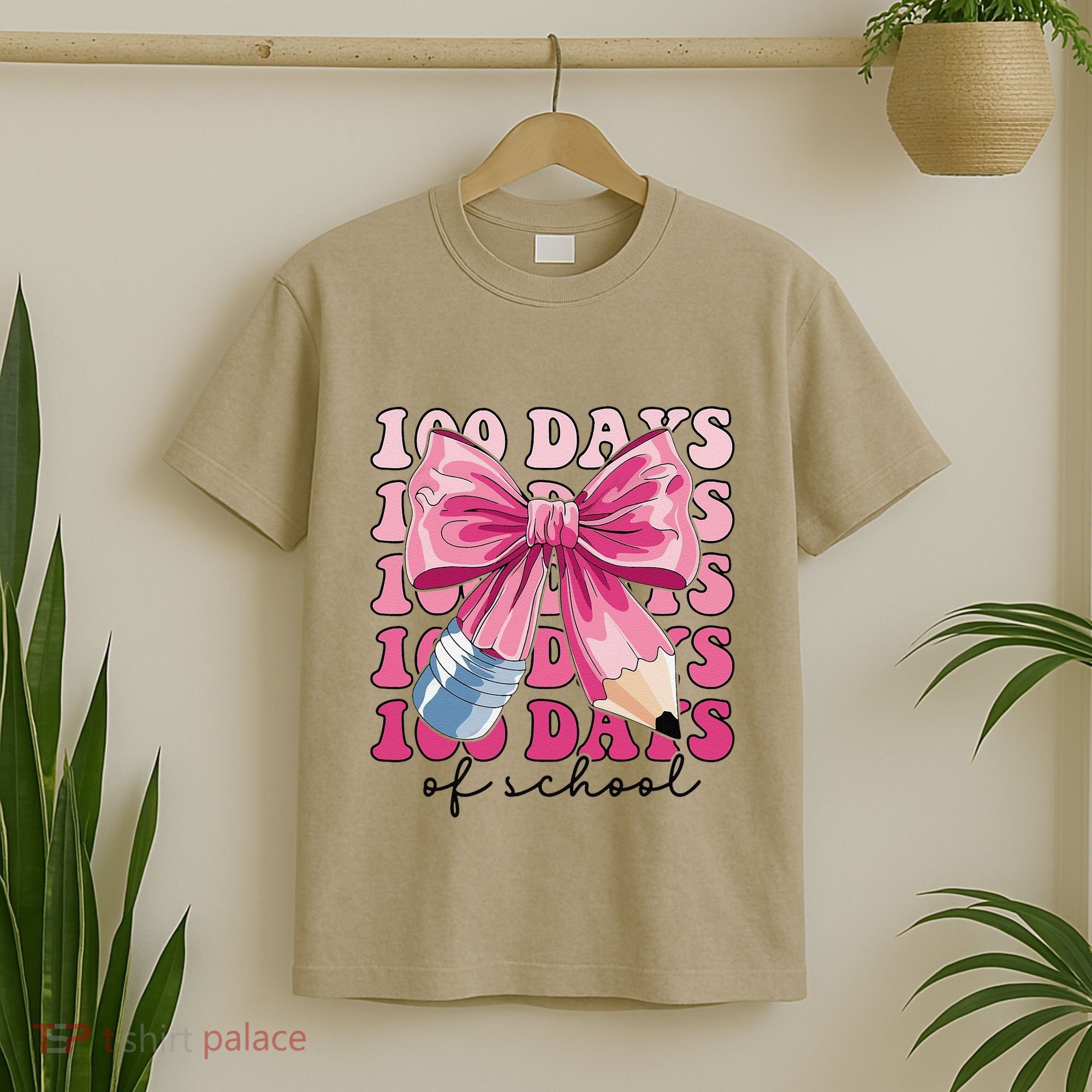 Happy 100 Days Of School Pencil Coquette Bow Teacher Gift T-Shirt