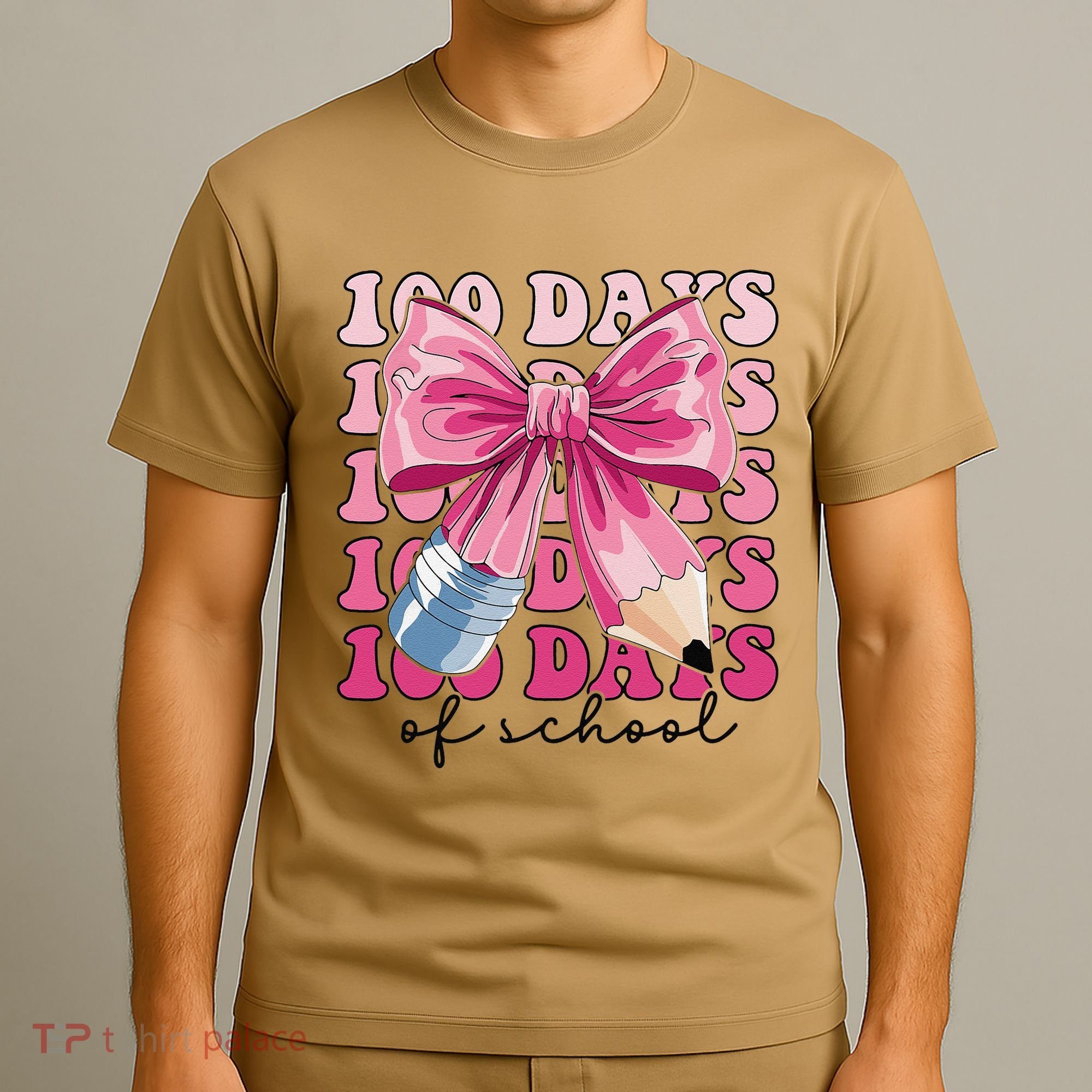 Happy 100 Days Of School Pencil Coquette Bow Teacher Gift T-Shirt