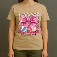 Happy 100 Days Of School Pencil Coquette Bow Teacher Gift T-Shirt thumb 4