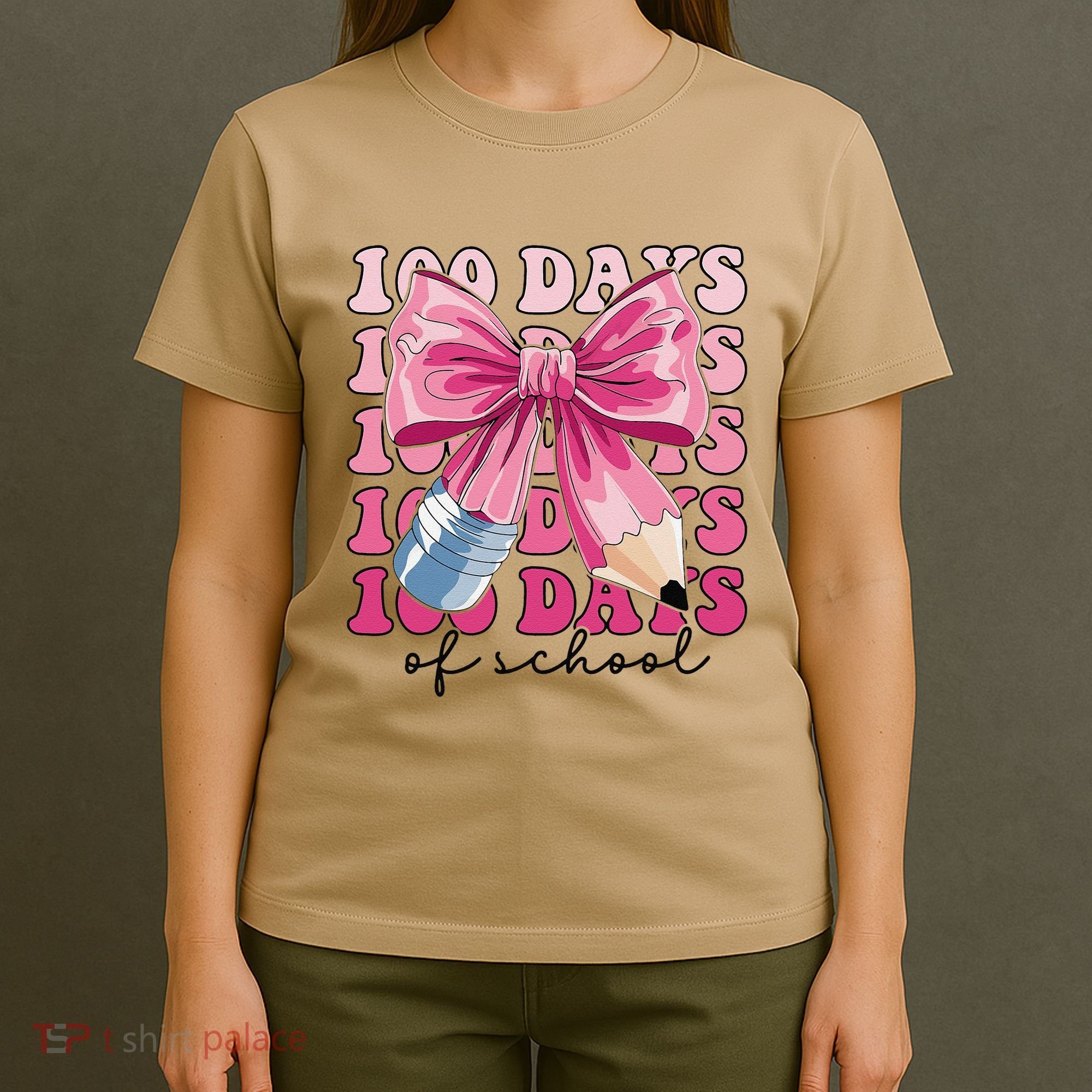 Happy 100 Days Of School Pencil Coquette Bow Teacher Gift T-Shirt