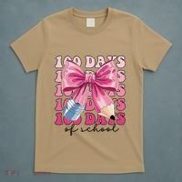 Happy 100 Days Of School Pencil Coquette Bow Teacher Gift T-Shirt thumb 5