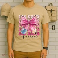 Happy 100 Days Of School Pencil Coquette Bow Teacher Gift T-Shirt thumb 6