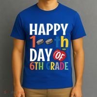 Happy 100Th Day Of 6Th Grade Hockey School Teacher Student Gift T-Shirt thumb 3