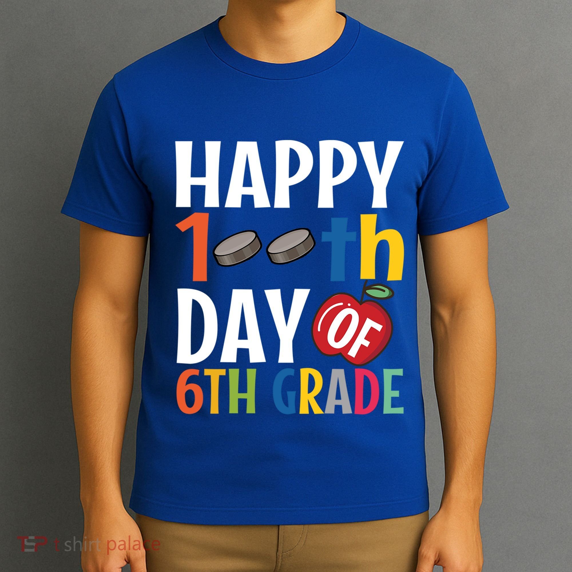 Happy 100Th Day Of 6Th Grade Hockey School Teacher Student Gift T-Shirt