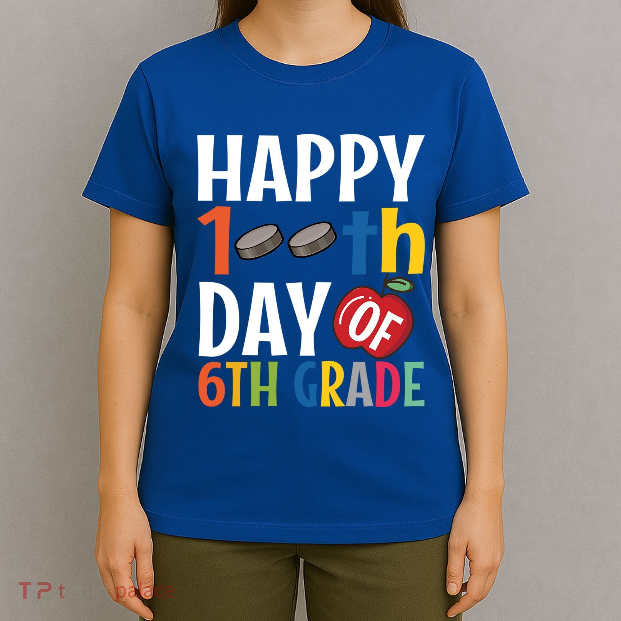 Happy 100Th Day Of 6Th Grade Hockey School Teacher Student Gift T-Shirt