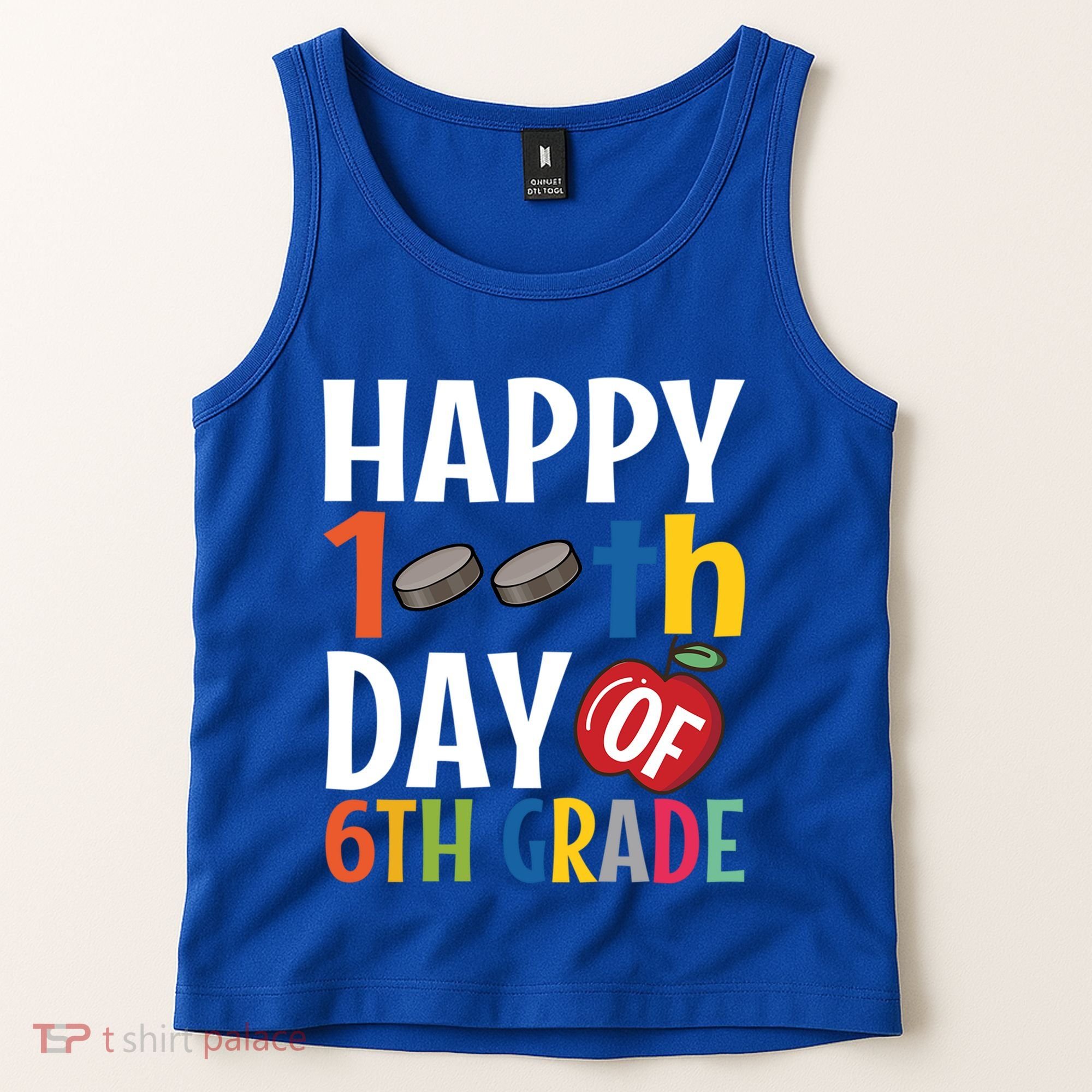 Happy 100Th Day Of 6Th Grade Hockey School Teacher Student Gift Tank Top