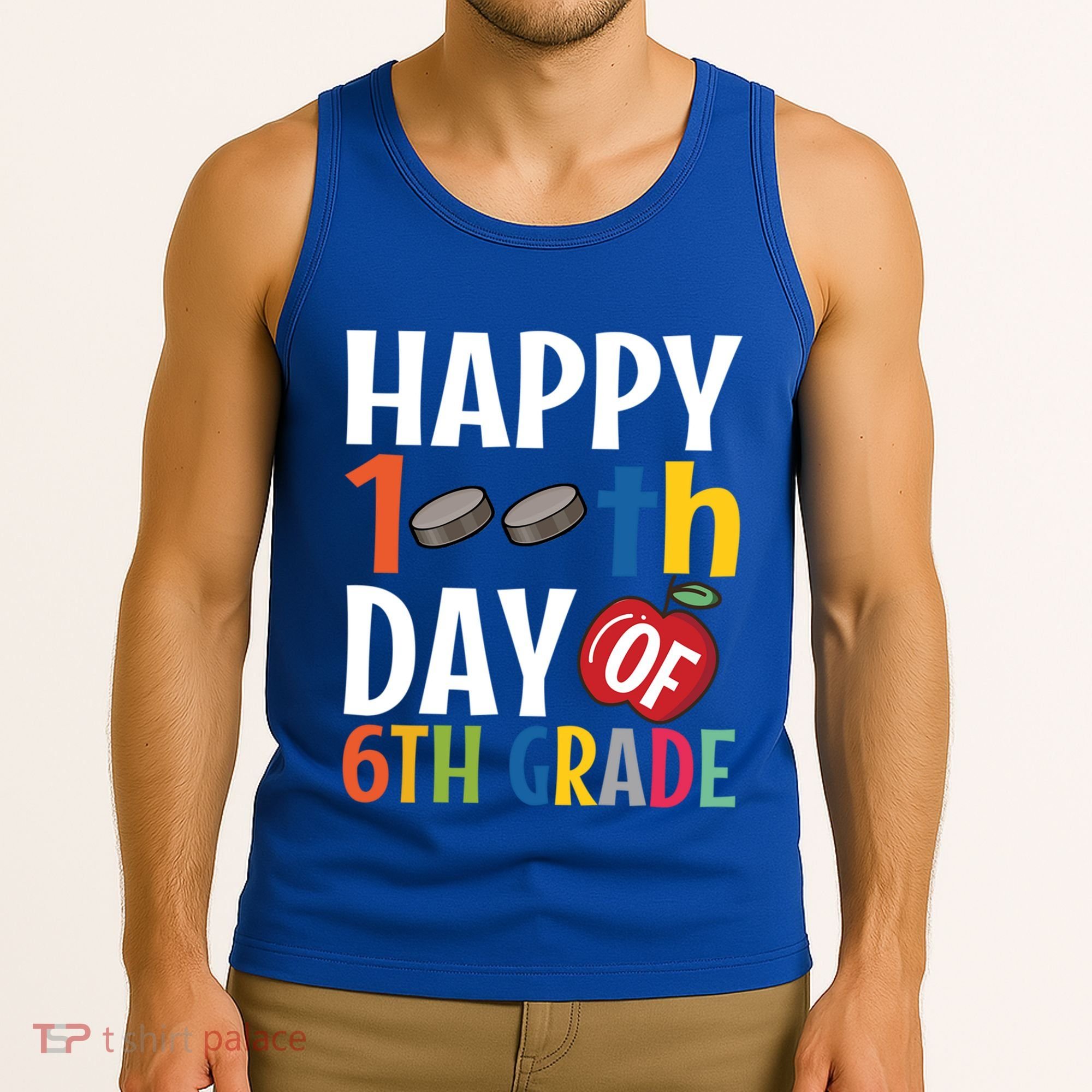 Happy 100Th Day Of 6Th Grade Hockey School Teacher Student Gift Tank Top
