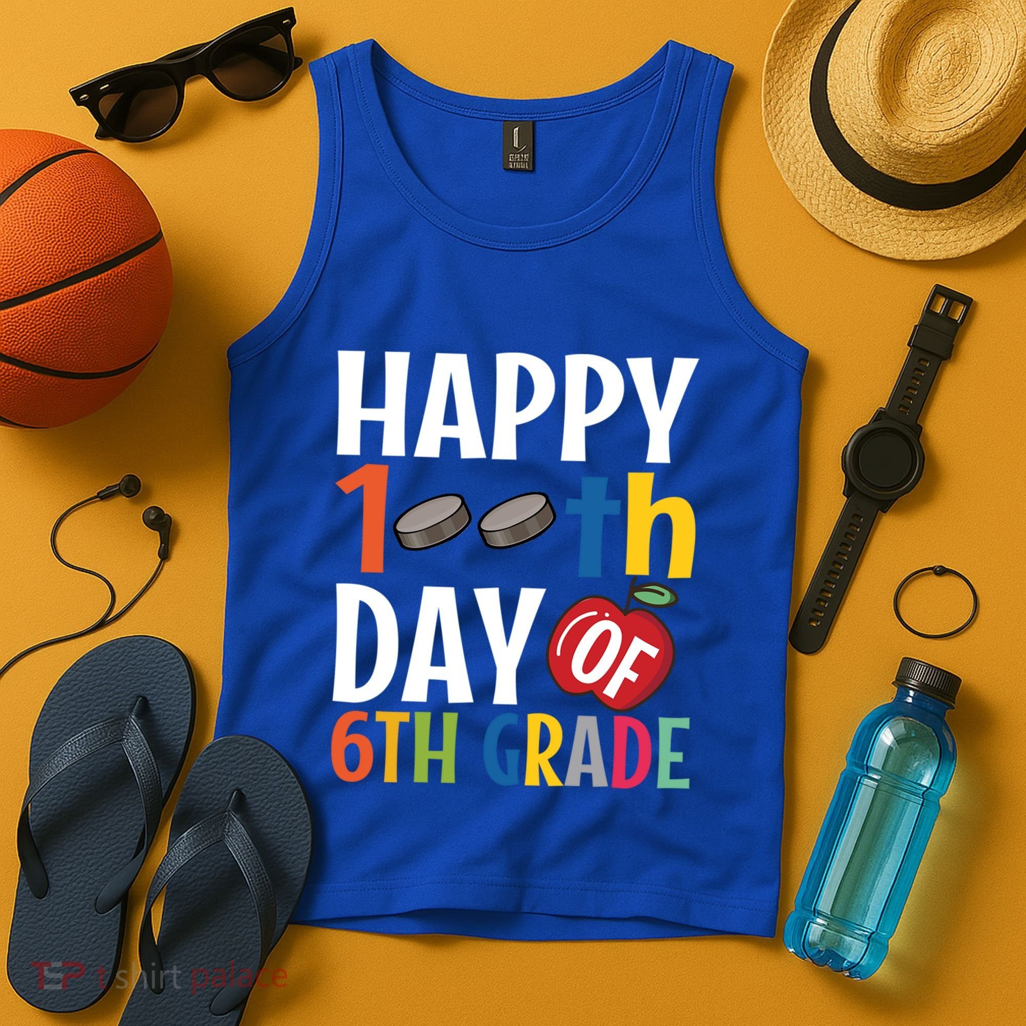 Happy 100Th Day Of 6Th Grade Hockey School Teacher Student Gift Tank Top