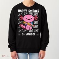 Happy 100 Days Of School Cute Axolotl Kindergarten 100th Day  Women's Sweatshirt thumb 0