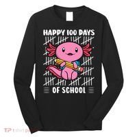 Happy 100 Days Of School Cute Axolotl Kindergarten 100th Day  Long Sleeve Shirt thumb 0