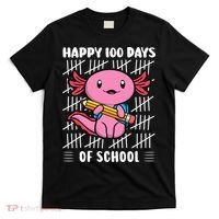 Happy 100 Days Of School Cute Axolotl Kindergarten 100th Day  T-Shirt thumb 0